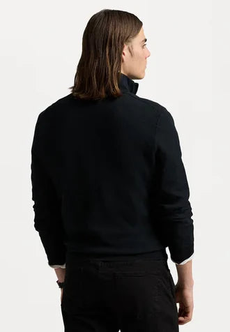 Polo KNIT COTTON QUARTER ZIP JUMPER - Striktrøje - black