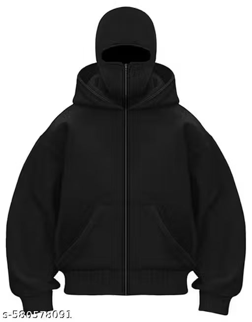 Black Balaclava Double Zip Oversized Hoodie Limited stock