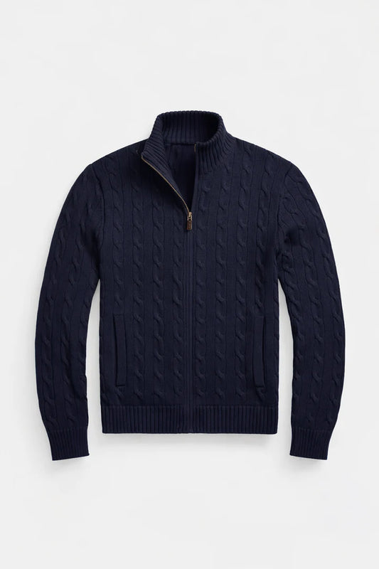 Polo CABLE-KNIT COTTON FULL-ZIP JUMPER - Cardigan - hunter navy