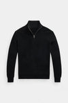 Polo KNIT COTTON QUARTER ZIP JUMPER - Striktrøje - black
