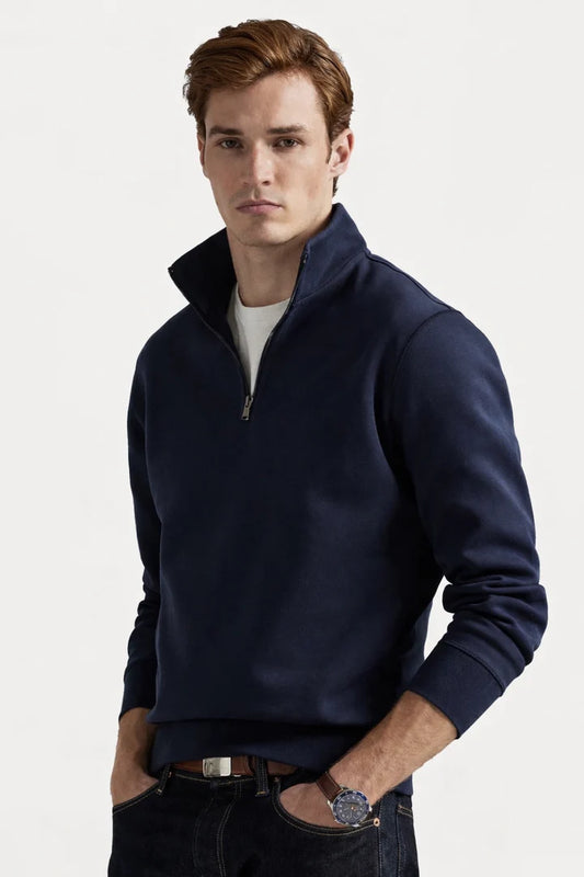 Polo DOUBLE-KNIT QUARTER-ZIP PULLOVER - Sweatshirt - aviator navy