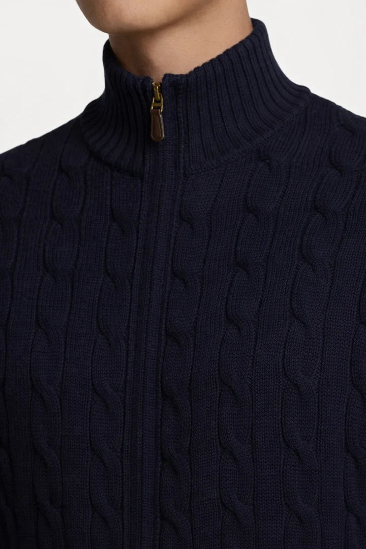 Polo CABLE-KNIT COTTON FULL-ZIP JUMPER - Cardigan - hunter navy