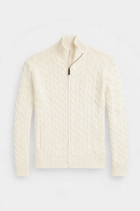 Polo CABLE-KNIT COTTON FULL-ZIP JUMPER - Cardigan - andover cream  No reviews