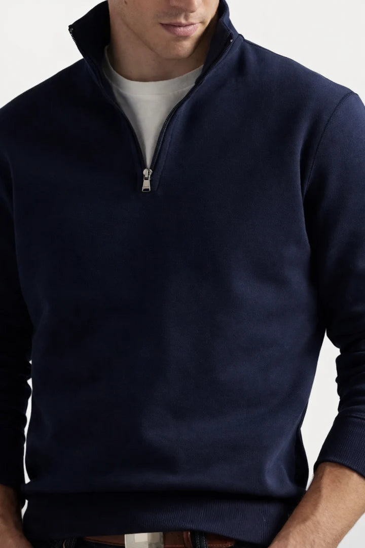 Polo DOUBLE-KNIT QUARTER-ZIP PULLOVER - Sweatshirt - aviator navy