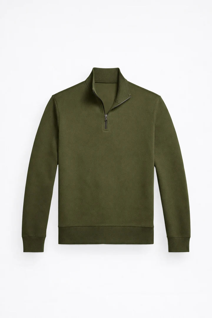Polo DOUBLE-KNIT QUARTER-ZIP PULLOVER - Sweatshirt - company olive