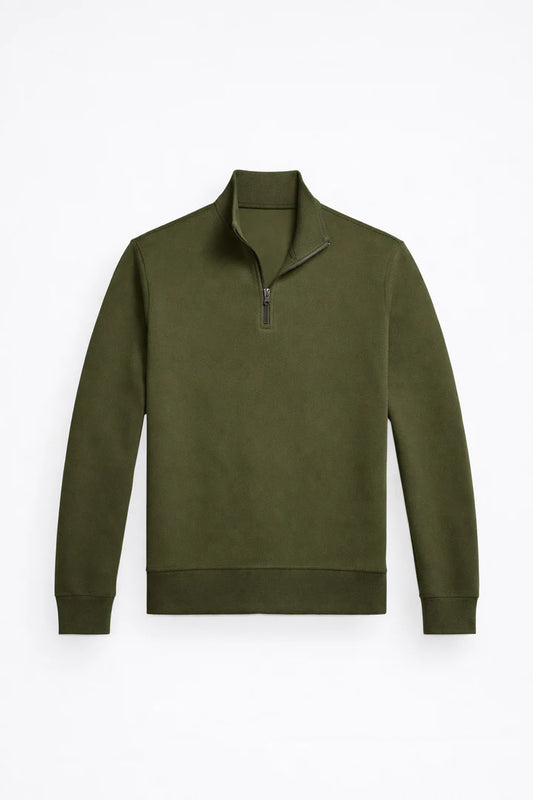 Polo DOUBLE-KNIT QUARTER-ZIP PULLOVER - Sweatshirt - company olive