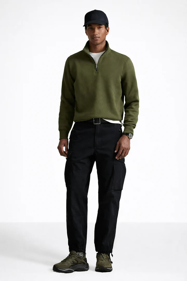 Polo DOUBLE-KNIT QUARTER-ZIP PULLOVER - Sweatshirt - company olive