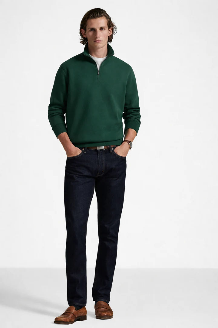 Polo DOUBLE-KNIT QUARTER-ZIP PULLOVER - Sweatshirt - vintage pine
