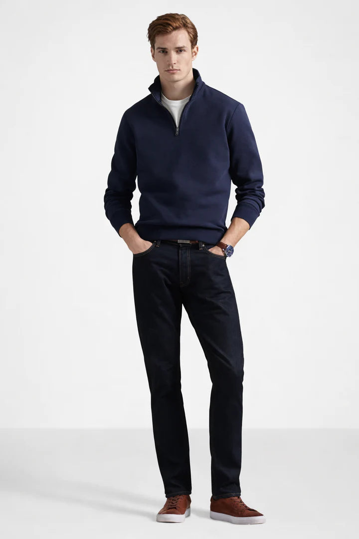Polo DOUBLE-KNIT QUARTER-ZIP PULLOVER - Sweatshirt - aviator navy